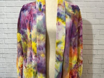 Spring color watercolor sweater Ice dye colorful 3 Short Dogs Tie Dye