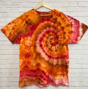 Ice Dye Spiral T-shirt Red Orange Pink 3 Short Dogs