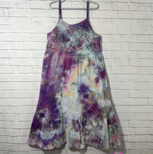 One of a Kind Colorful Kid's Dresses, Ice Dye Tie Dyed, Unique, OOAK, S, M, L, XL, Handmade, Crochet Top, Adjustable Straps