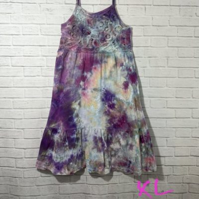 One of a Kind Colorful Kid's Dresses, Ice Dye Tie Dyed, Unique, OOAK, S, M, L, XL, Handmade, Crochet Top, Adjustable Straps