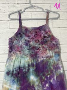 One of a Kind Colorful Kid's Dresses, Ice Dye Tie Dyed, Unique, OOAK, S, M, L, XL, Handmade, Crochet Top, Adjustable Straps 