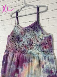 One of a Kind Colorful Kid's Dresses, Ice Dye Tie Dyed, Unique, OOAK, S, M, L, XL, Handmade, Crochet Top, Adjustable Straps 