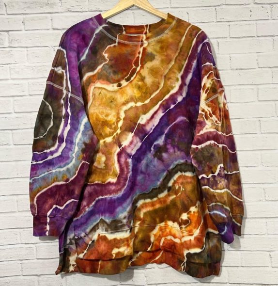 Geode Ice Dye Tie Dye Sweatshirt Fall Colors One of a Kind Custom Made