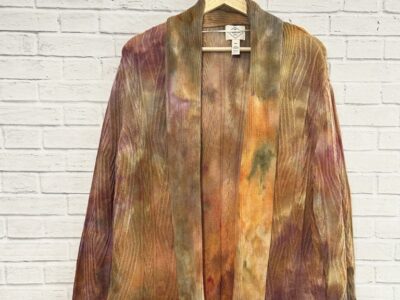 Ice Dye Fall Color Cardigan Sweater Tie Dye Large one of a kind unique gift 3 Short Dogs