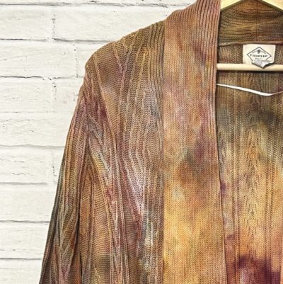 Ice Dye Fall Color Cardigan Sweater Tie Dye Small one of a kind unique gift