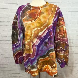 Geode Ice Dye Tie Dye Sweatshirt Fall Colors One of a Kind Custom Made