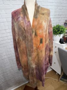 Ice Dye Fall Color Cardigan Sweater Tie Dye Extra Large XL one of a kind unique gift 3 Short Dogs