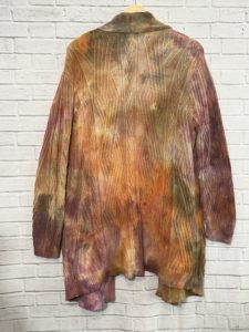 Ice Dye Fall Color Cardigan Sweater Tie Dye Large one of a kind unique gift 3 Short Dogs