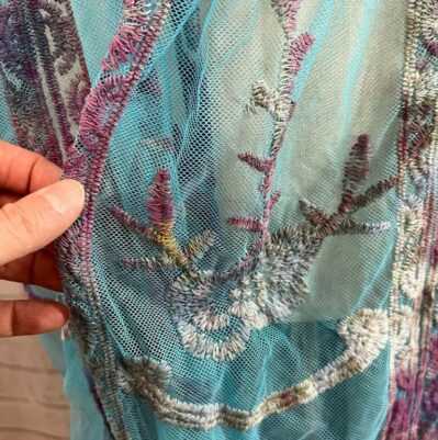 Lace Kimono Jacket, OOAK Blue and Purple Ice Dyed Tie Dye, One of a Kind, One Size Topper, Feminine Boho Festival Style