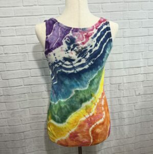 Rainbow Geode Ice Dye Tank, Size Small, One of a Kind, Tie Dye Top, Handmade