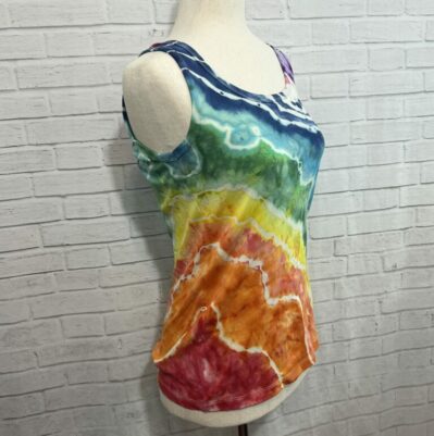 Rainbow Geode Ice Dye Tank, Size Small, One of a Kind, Tie Dye Top, Handmade