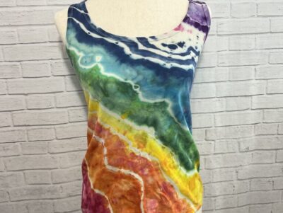 Rainbow Geode Ice Dye Tank, Size Small, One of a Kind, Tie Dye Top, Handmade
