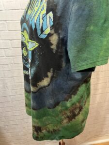 Reverse Tie Dye This Is the Way The Child Shirt, OOAK, Blue and Green Bullseye, Graphic Tee, Unisex Mens Large