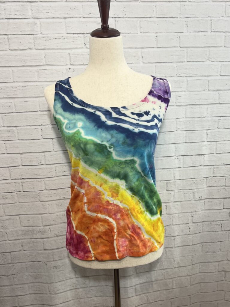 Rainbow Geode Ice Dye Tank, Size Small, One of a Kind, Tie Dye Top, Handmade