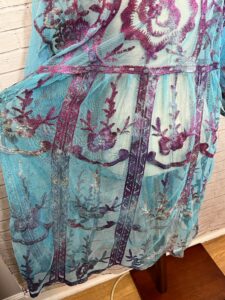 Lace Kimono Jacket, OOAK Blue and Purple Ice Dyed Tie Dye, One of a Kind, One Size Topper, Feminine Boho Festival Style