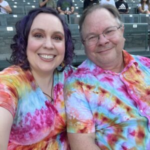 Stacey and Jon the owners of 3 Short Dogs Tie Dye