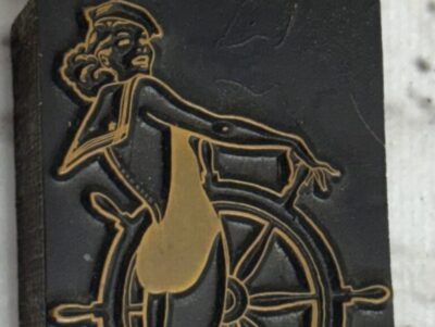 Vintage printing press letterpress block pinup boating